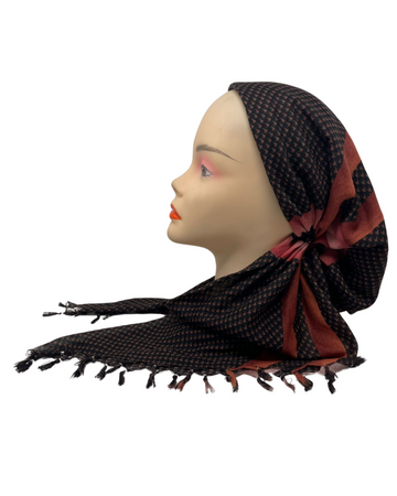 Scarfeena SCRF2504 #3 Rust Muted Tones 3D Interlocking Print Pre-Tied Bandanna Myselflingerie.com